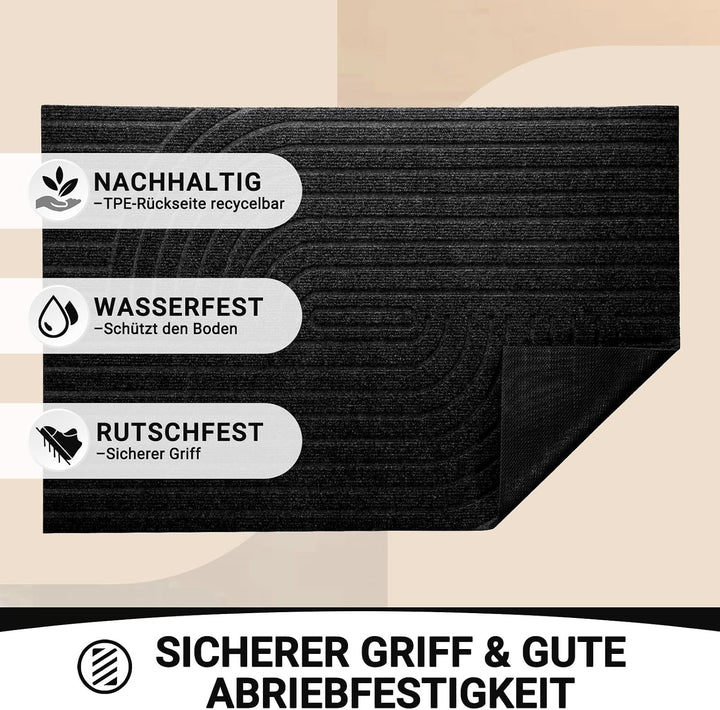 Fussmatte 60x90cm, rutschfeste Maschinenwaschbare Schmutzfangmatte, Teppich Wohnzimmer Innen und Aus