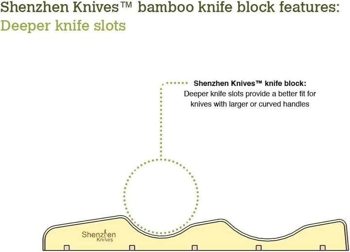 Shenzhen Knives Grosser Schubladen-Messerblock: 11 Slot (hält 10-12 Messer) Leerer Bambusholz-Messer