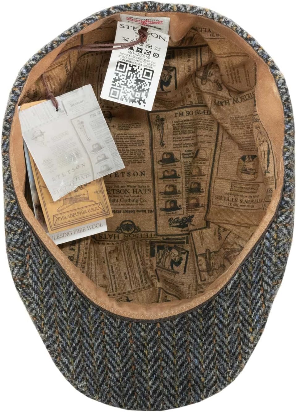 Stetson Texas Harris Tweed Flatcap Schirmmütze Schiebermütze Wollcap Herren - Made in Germany mit Sc
