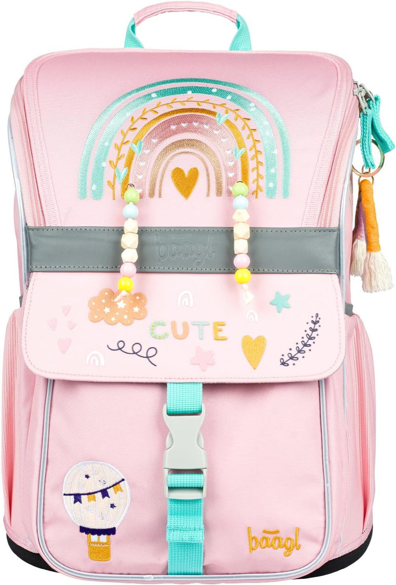 Baagl Schulranzen Mädchen Set 3 Teilig, Zippy Schultasche für 1. Klasse, Grundschule Ranzen Torniste