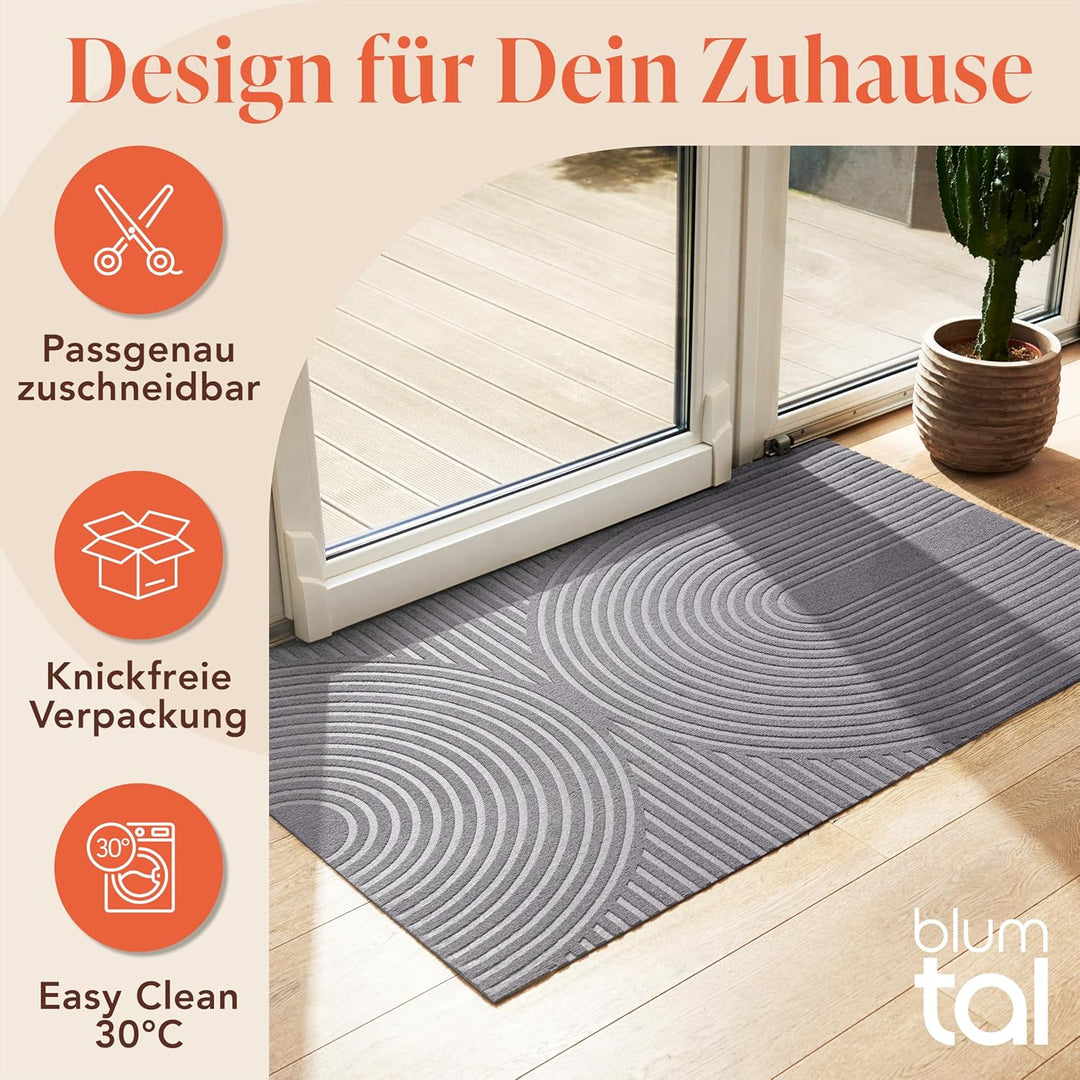 Blumtal Fussmatte 60x90 cm - rutschfeste Schmutzfangmatte - Fussabtreter mit Muster - Fussmatten Hau