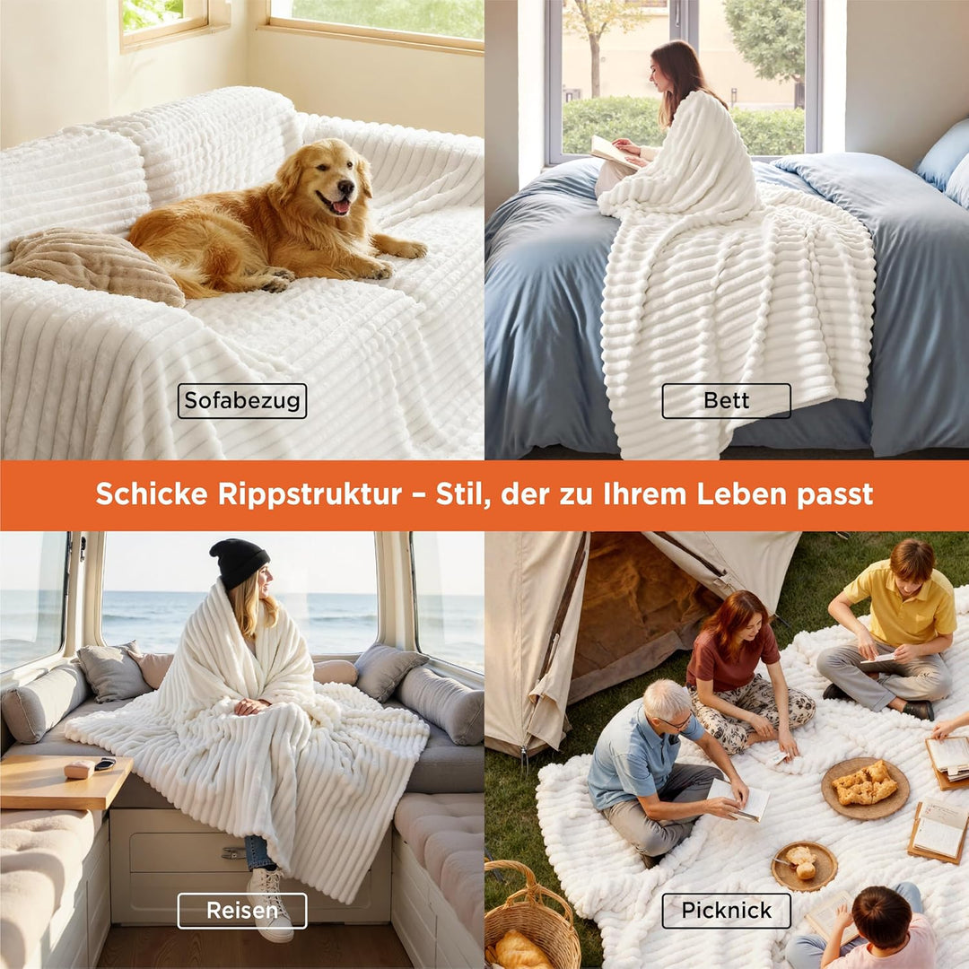 Bedsure Kuscheldecke Flauschig Decke Fleecedecke – Weiche Warme Grobe Korddecke Gemütlicher Sofadeck