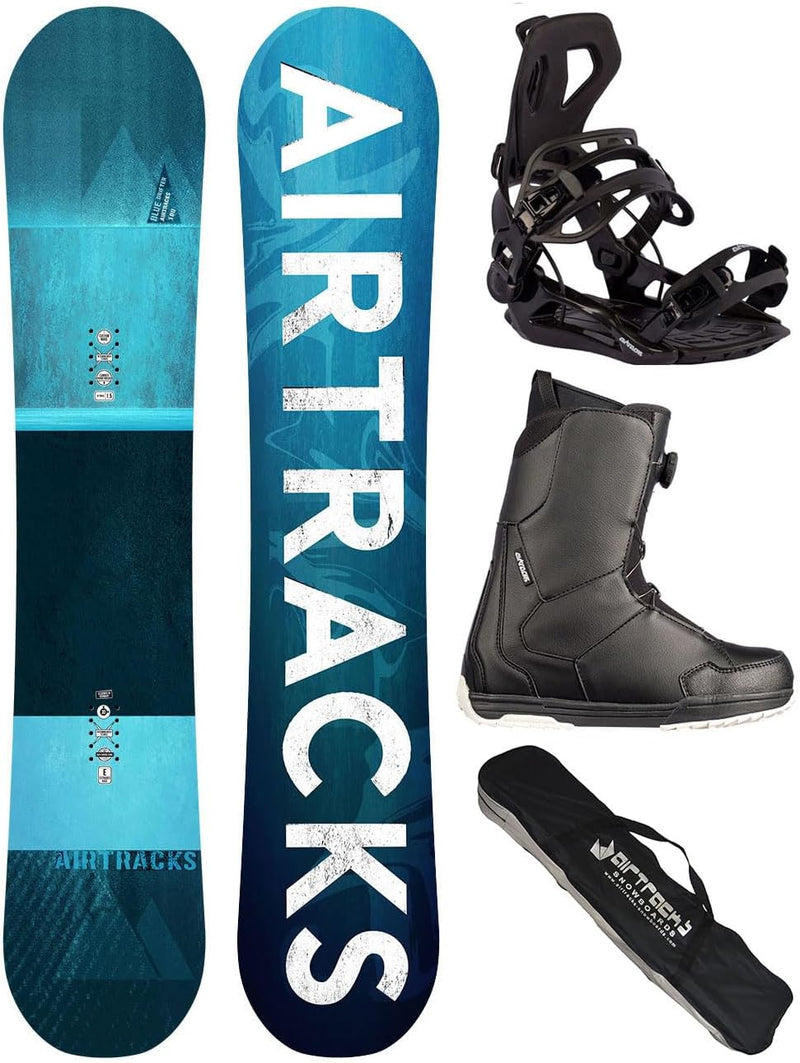 AIRTRACKS Snowboard Set Board Blue Drifter Wide Hybrid Rocker + Snowboard Bindung Master + Snowboard