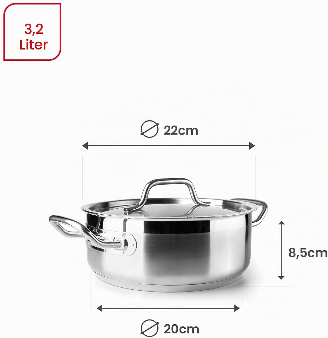 IBILI Kochtopf mit Deckel, Edelstahl, Ebbe, 22 cm, Edelstahl 18/10, induktionsgeeignet, 22 cm