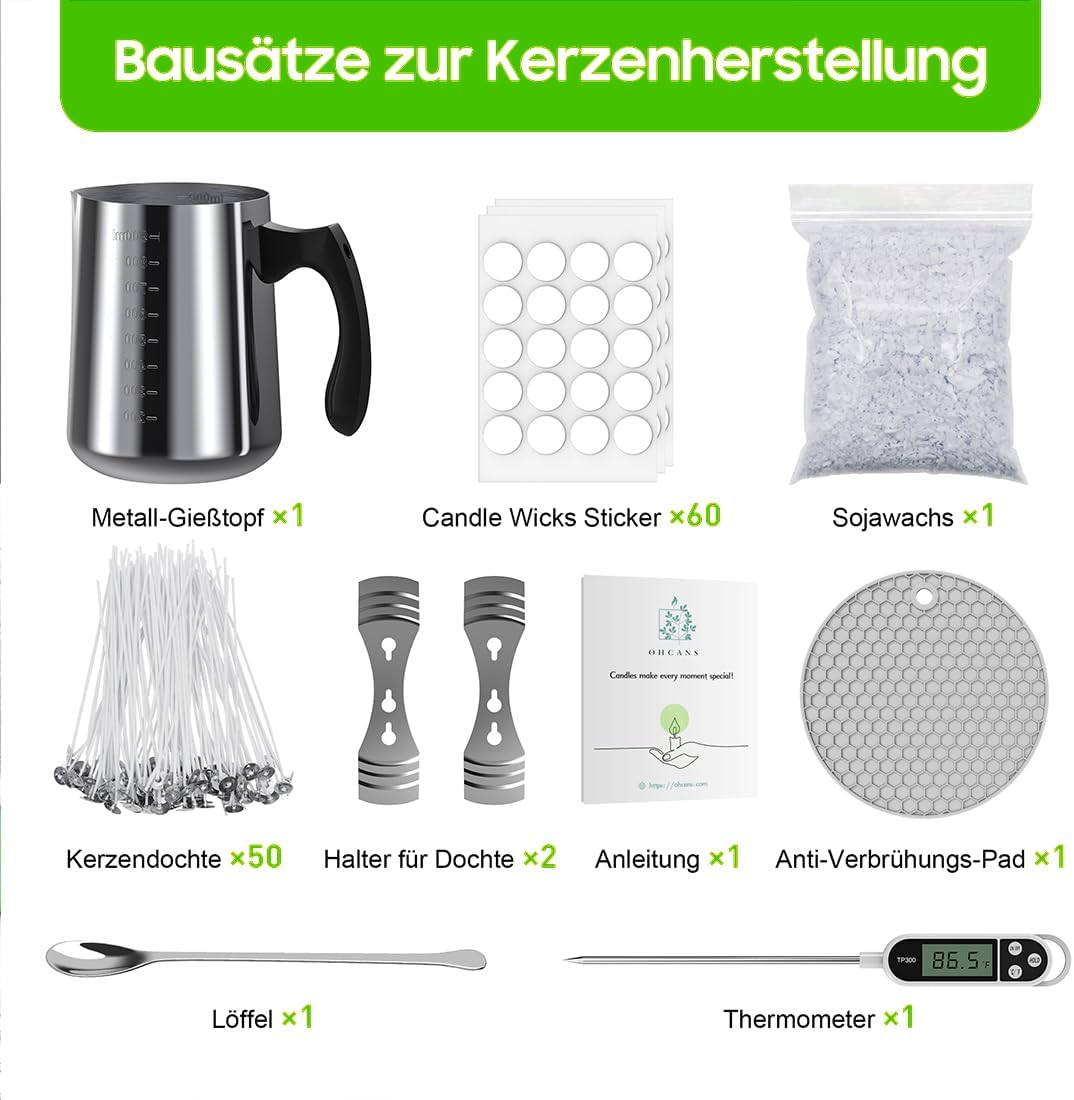 DIY Kerzenherstellungsset Geschenk für Feiertage, Geburtstage, Jubiläen | Sojawachs-Set mit 900ml To