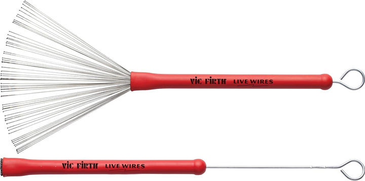 Vic Firth Live Wires Brush - Retractable - Red Handle Live Wires Single, Live Wires Single