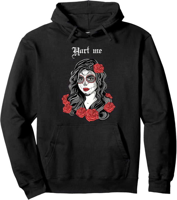 TU mir weh. Ästhetisches Gothic Catrina Egirl mit Rote Rosen Pullover Hoodie