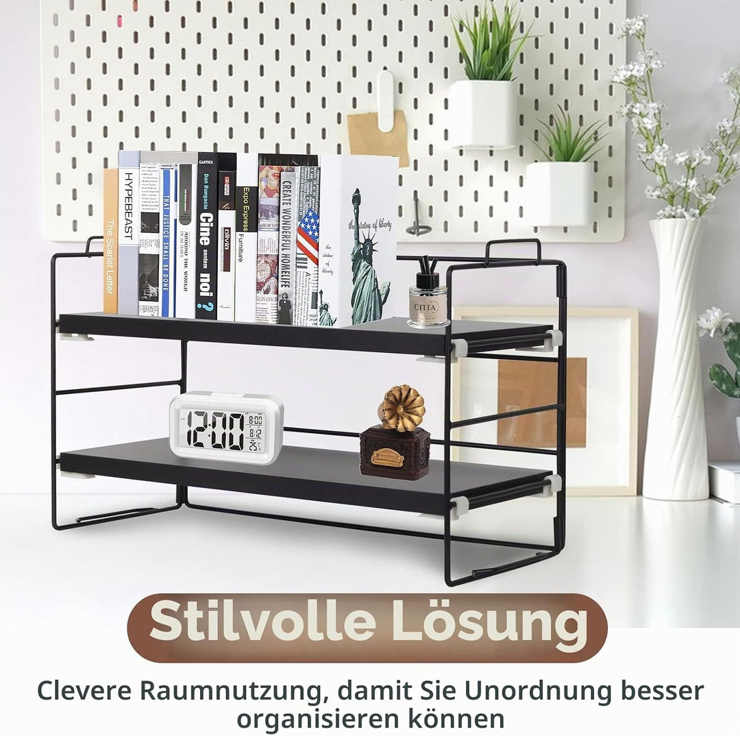 powerking Schreibtisch Regal Organizer, 2-Tier Desktop Regale, justierbare Bücherregal Speicher Rack