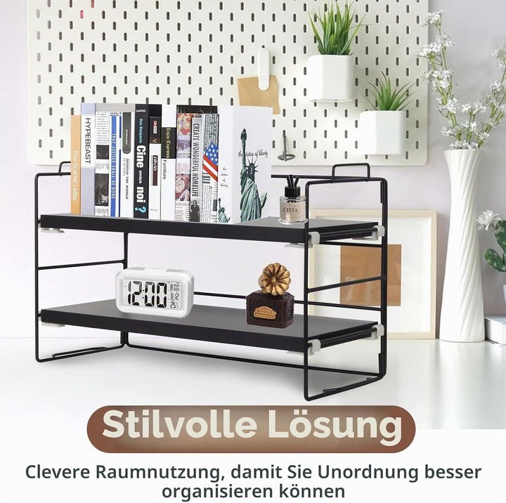 powerking Schreibtisch Regal Organizer, 2-Tier Desktop Regale, justierbare Bücherregal Speicher Rack