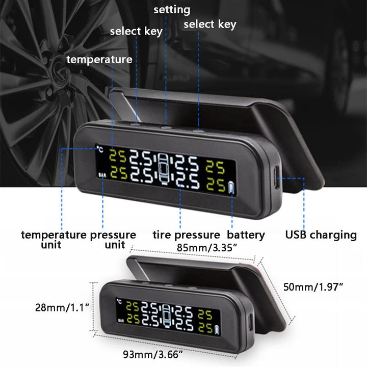 Riloer Auto-Reifendrucküberwachungssystem, TPMS-Echtzeit-Temperaturdruckanzeige, mit einstellbarem D