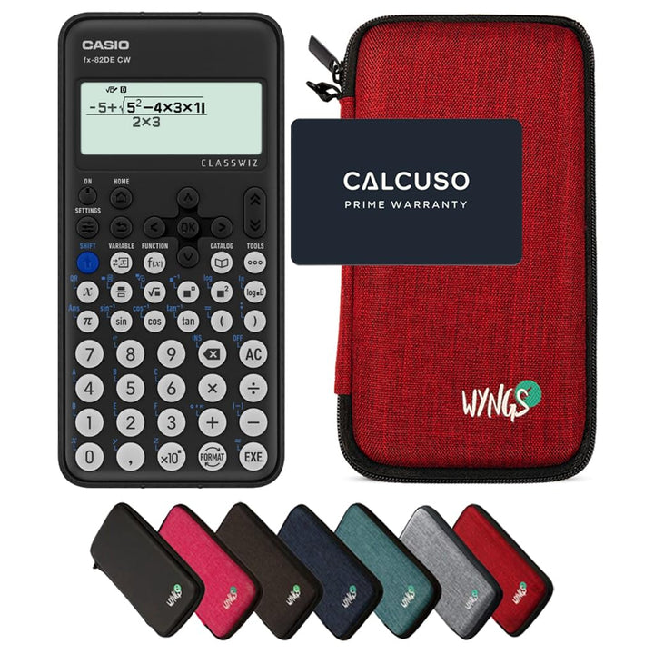 CALCUSO Sparpaket: Casio FX-82DE CW ClassWiz technisch-wissenschaftlicher Schulrechner + WYNGS Schut