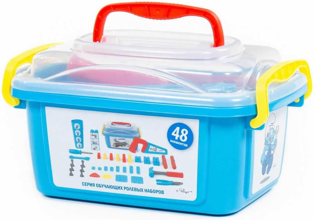 Polesie Handwerker Werkzeug-Set 48-TLG. Schlümpfe Smurfs Spielset in Box Kiste