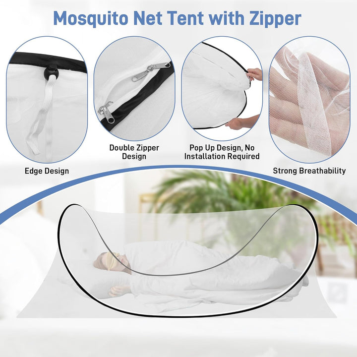 Moskitonetz Pop Up Einzelbett, 200*90*60cm, Faltbares Mosquito Netz Reise Ohne Aufhängung, Tragbares