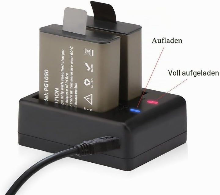 AKASO 2x1050mAh Akku mit USB Dual Charger für EK7000/EK7000 Pro/Brave 4