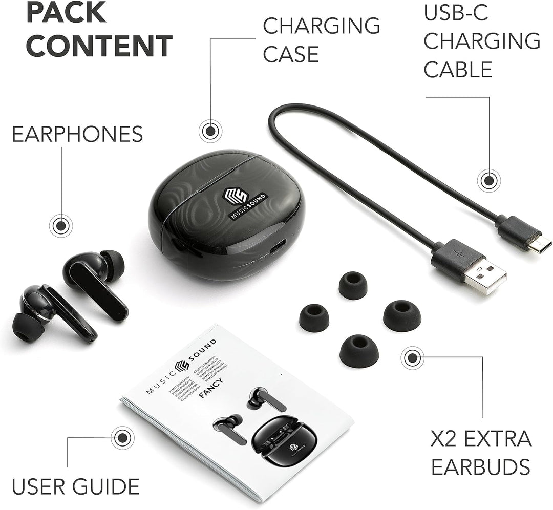 Music Sound | Bluetooth Kopfhörer Kabellos Intra-auriculaires | In-Ear Wireless für Smartphones mit