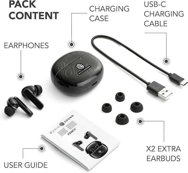 Music Sound | Bluetooth Kopfhörer Kabellos Intra-auriculaires | In-Ear Wireless für Smartphones mit