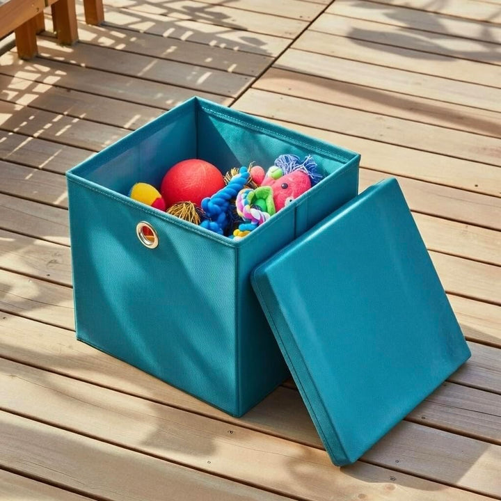StickandShine 4er Set Türkis Faltbox 28 x 28 x 28 cm Aufbewahrungsbox faltbar mit Deckel, Türkis
