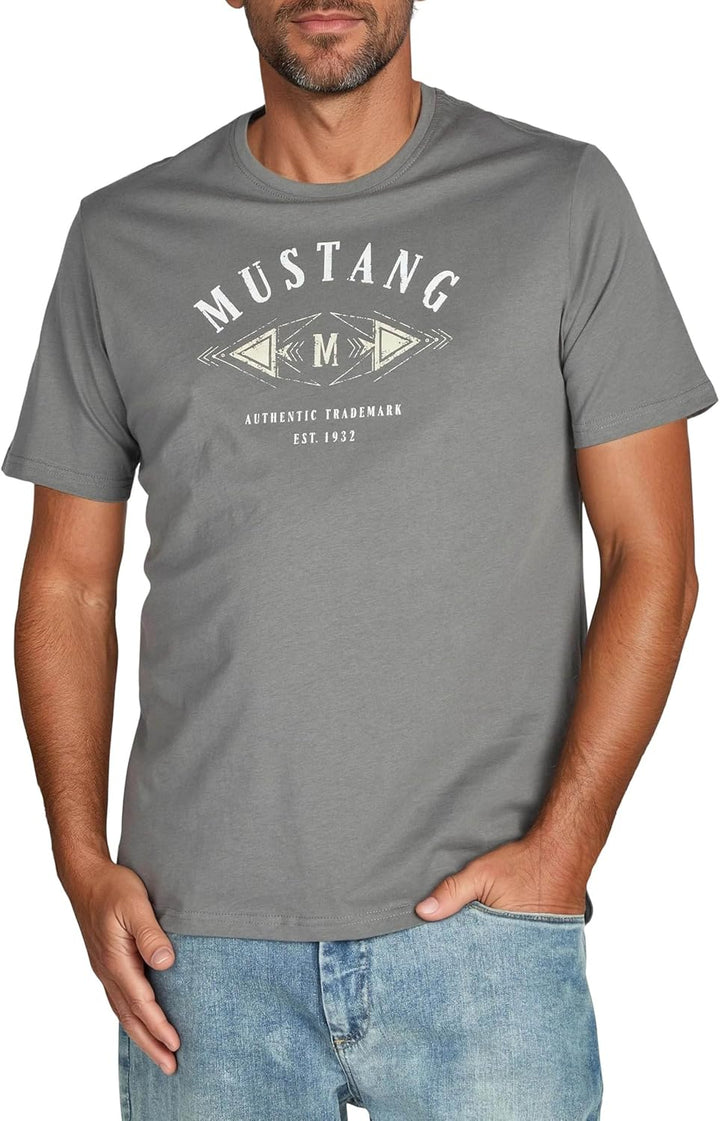 MUSTANG Herren T-Shirt 4er Pack Frontprint O-Neck Rundhalsausschnitt Kurzarm Regular Tee Shirt 100%