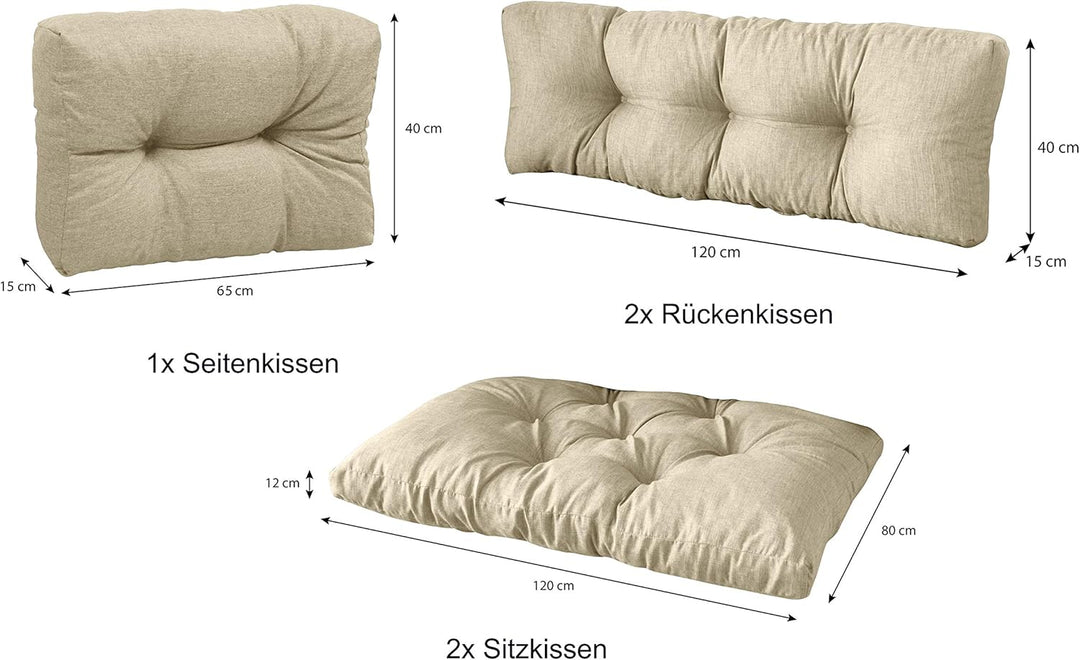 sunnypillow Palettenkissen 5er Set für Europaletten Indoor und Outdoor Palettenpolster Palettensofa