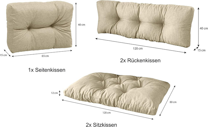 sunnypillow Palettenkissen 5er Set für Europaletten Indoor und Outdoor Palettenpolster Palettensofa