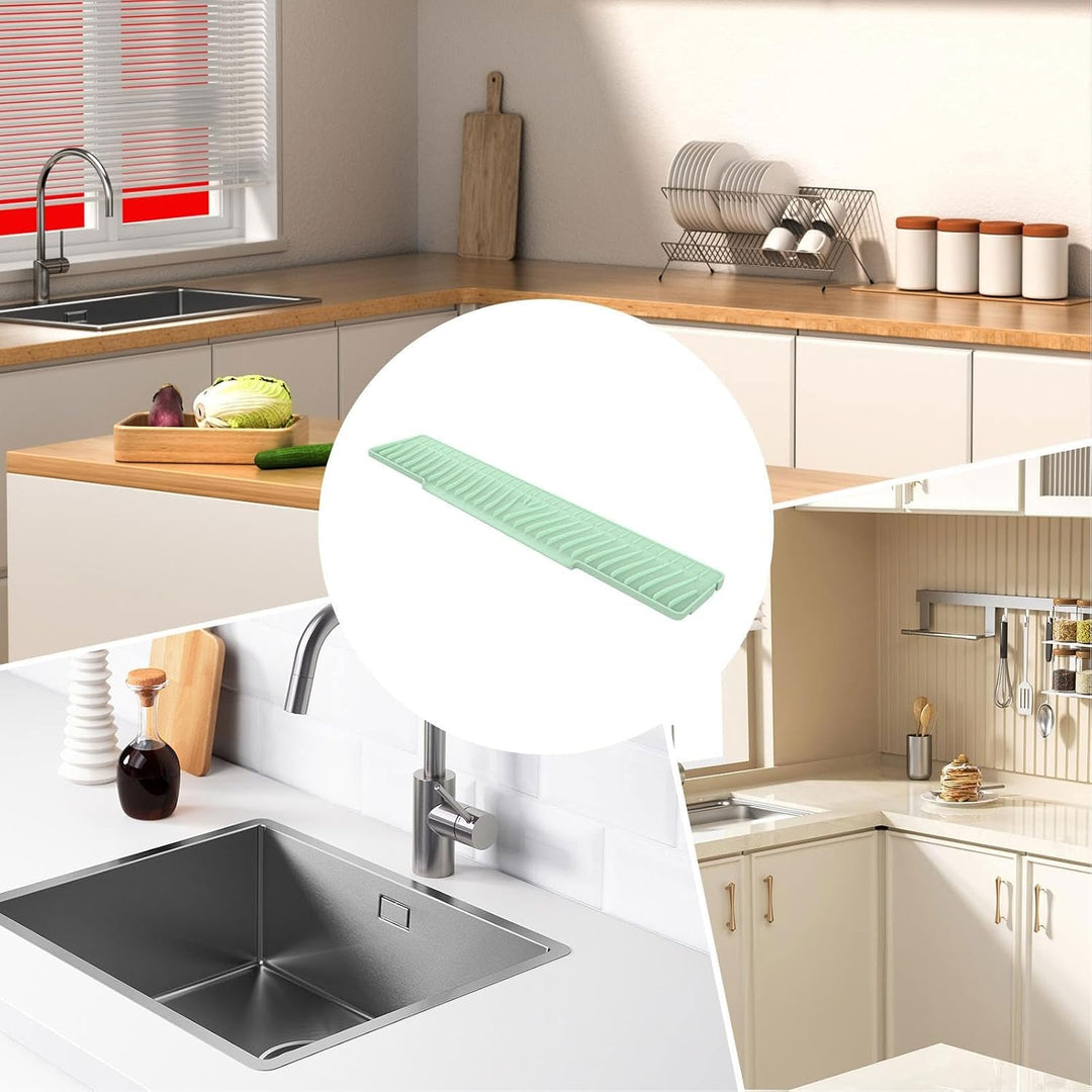 Sink Water Splash Guard, Foldable Silicone Drying Mat, 58x12.5cm, Versatile Drainage Pad for Kitchen