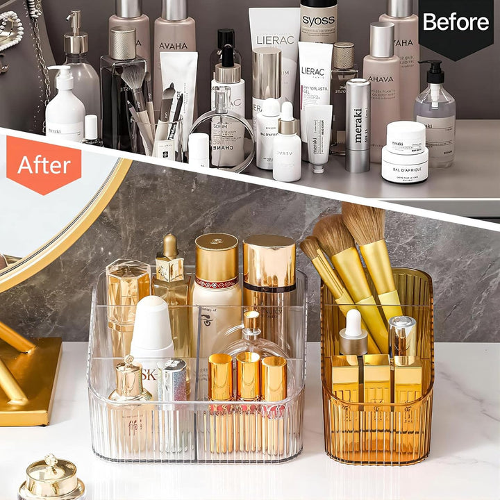 DASITON Make up Organizer,Kosmetik Organizer mit 5 Fächern,Acryl Kosmetik Aufbewahrung mit Grosser K