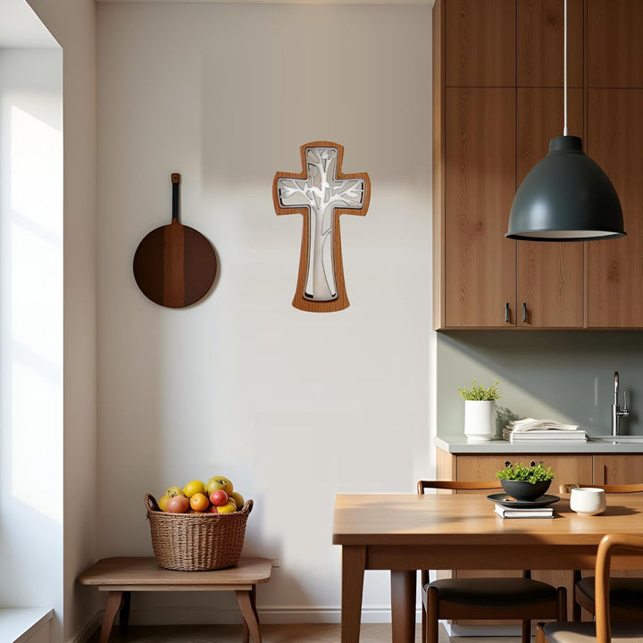 Kaltner Präsente Geschenkidee - Wandkreuz Echt Buche Holz Kreuz Kruzifix für die Wand modern Baum de