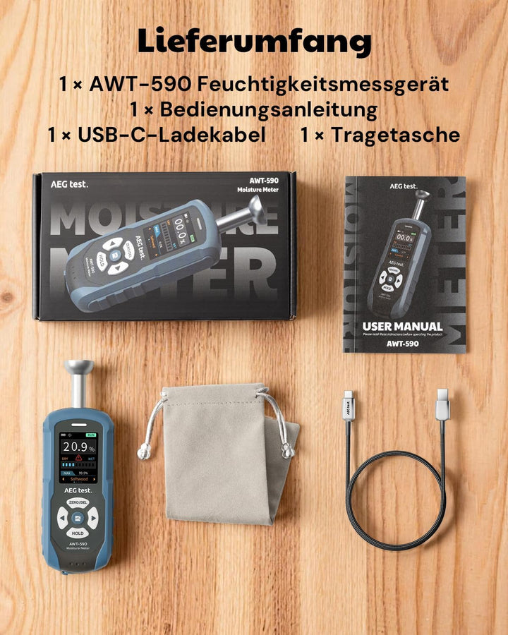 AWT-590 wiederaufladbares Feuchtemessgerät Mauerwerk, Feuchtigkeitsmessgerät Wand, Halbkugel Feuchti