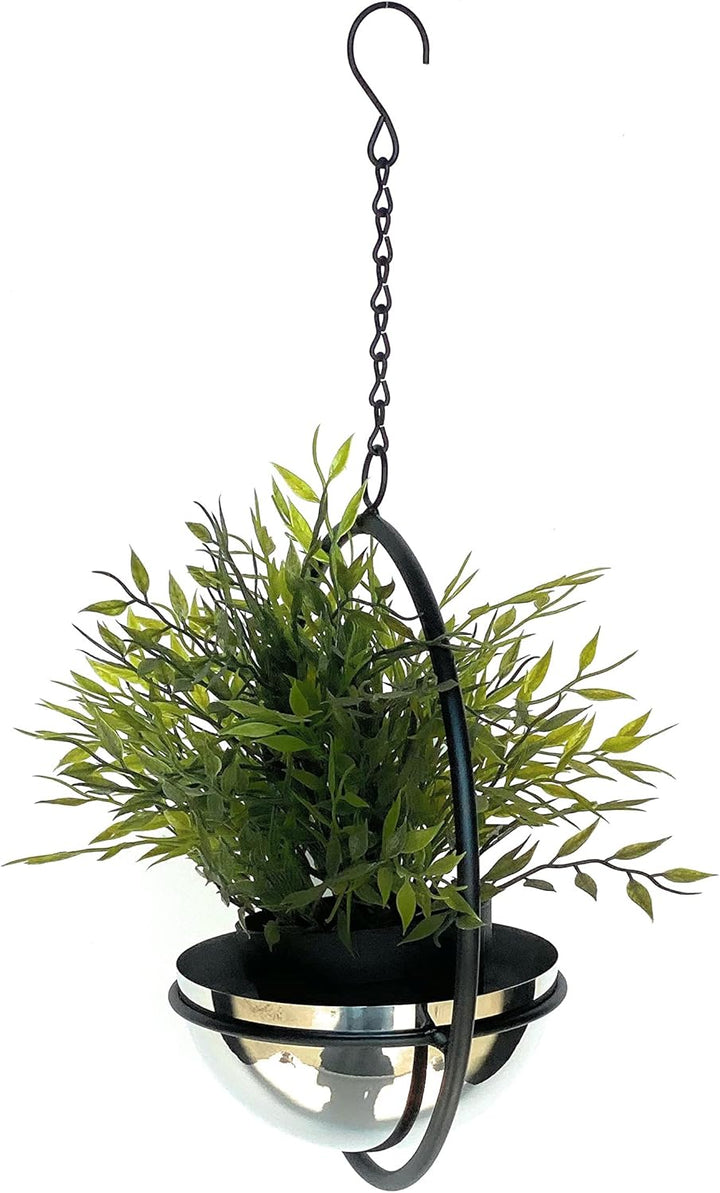 DanDiBo Blumenampel Innen Metall Wand Hängepflanzen 43 cm 96087 S mit Topf Silber Pflanzenhänger Blu