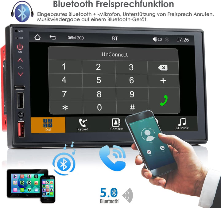 Doppel Din Autoradio mit Wireless CarPlay & Wireless Android Auto, Autoradio Bluetooth, Autoradio mi