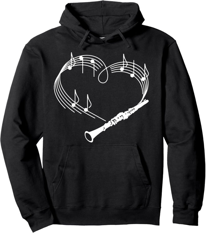 Herz Noten Musik Klarinette Pullover Hoodie