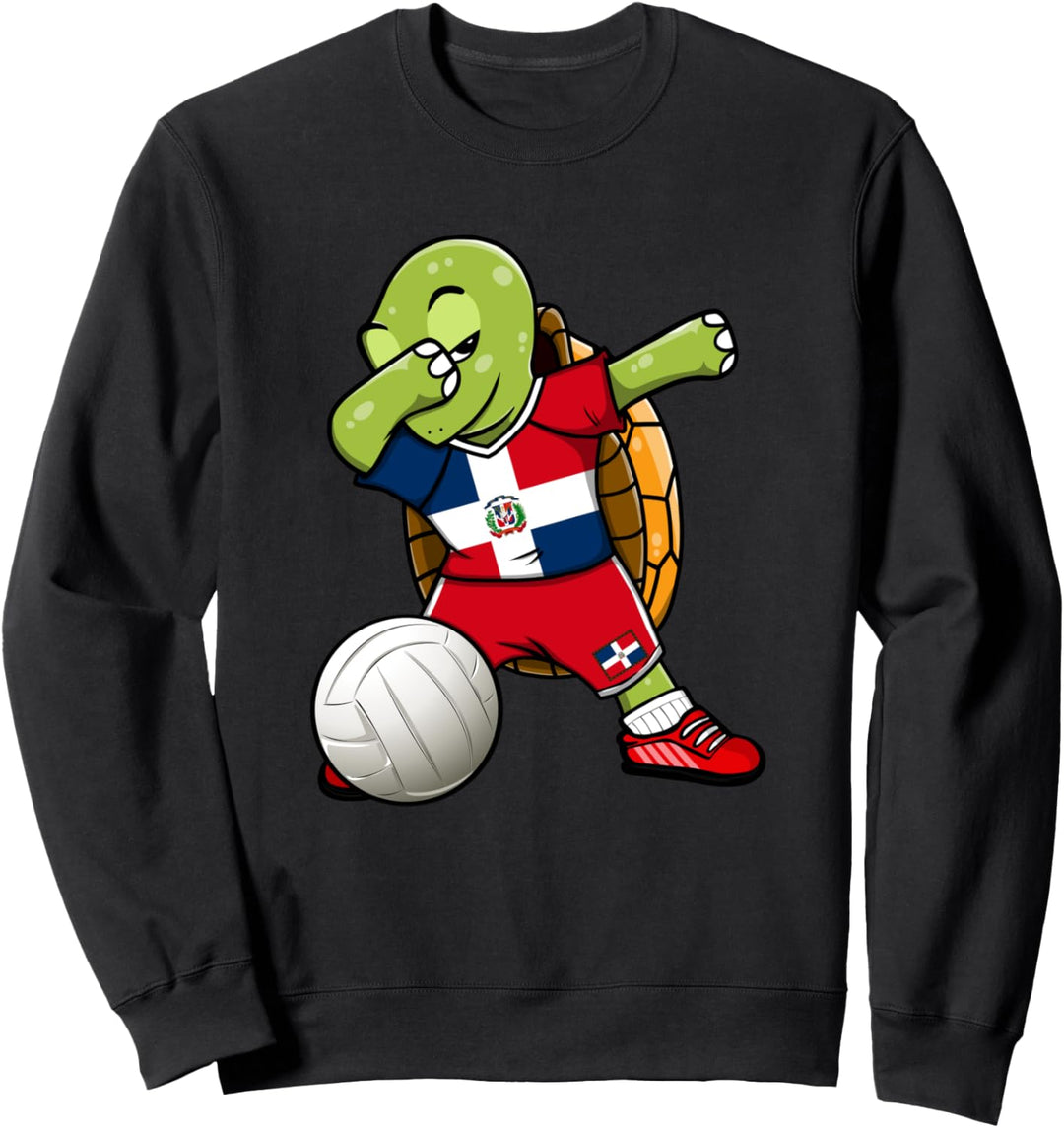 Dabbing Turtle Dominikanische Republik Volleyball Fan Trikot Flagge Sweatshirt