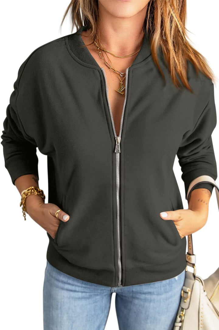 GeGekoko Zip Sweatshirt Damen übergrosse Jacket Sweatshirt Einfarbige Loose Langarm Tops Oberteile m