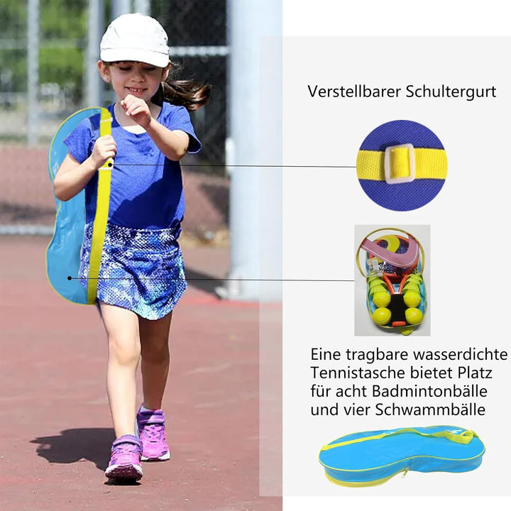 Federball Set Kinder,17 Zoll TennisschläGer Für Kinder,Tennis Setmit 8 Badminton Und 4 Softball Tief