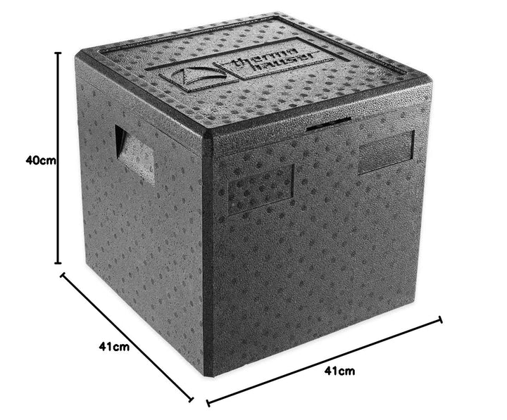 thermohauser EPP-Thermobox Pizza schwarz mit Deckel - 41,5 Liter - 41 x 41 x 40 cm - Pizzabox für Li