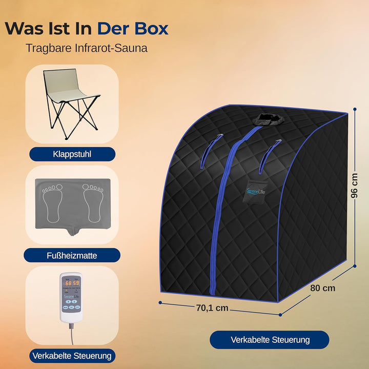 SereneLife Mini Sauna, Dampfsauna für Zuhause, Infrarot Sauna für Zuhause, Portable Sauna, Gartensau