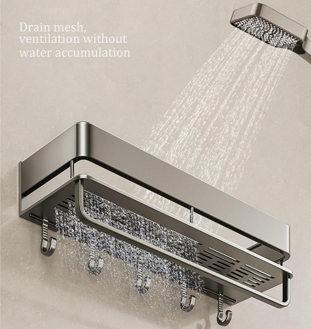 FOLAI 50cm Duschablage ohne Bohren ，rostfreie Badezimmer Organizer, schnell trocknende Badregal ohne