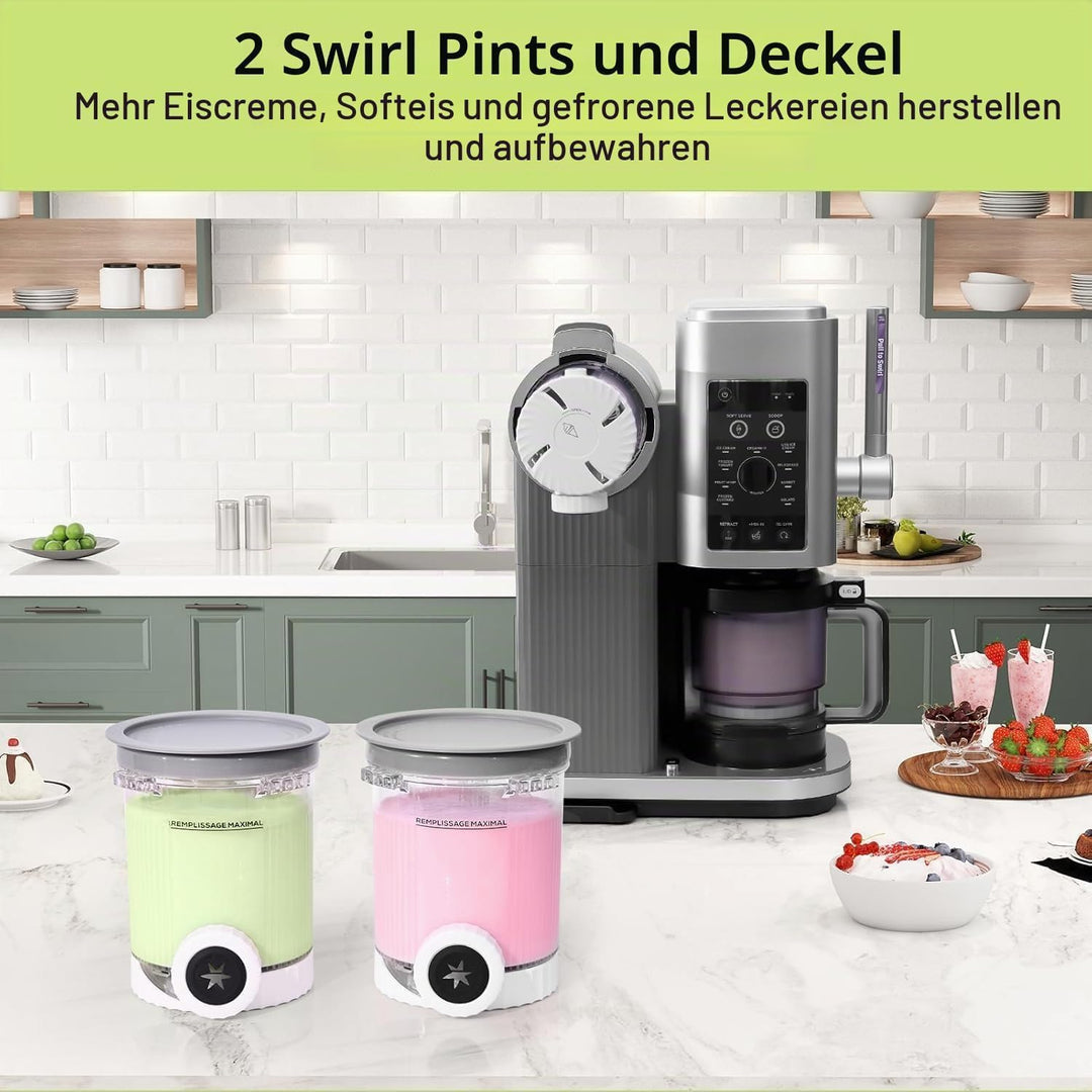2 Stück für Ninja Swirl Creami Behälter 480 ml Eisbehälter - Kompatibel mit Ninja Creami NC701 &amp; NC7