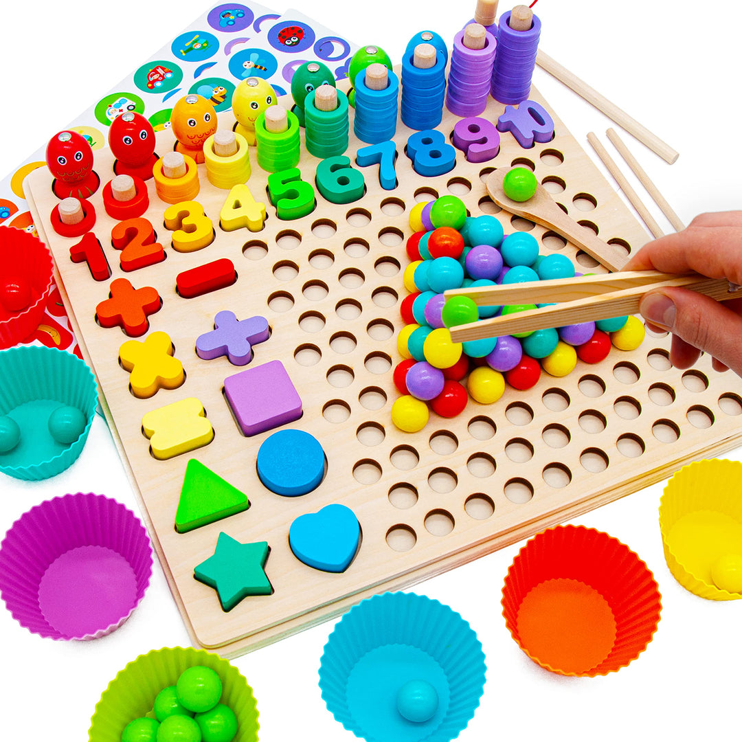 Faerly® Montessori Spielzeug 5-in-1 Angelspiel Holzpuzzle - Pädagogisches Lernspielzeug für Kinder a
