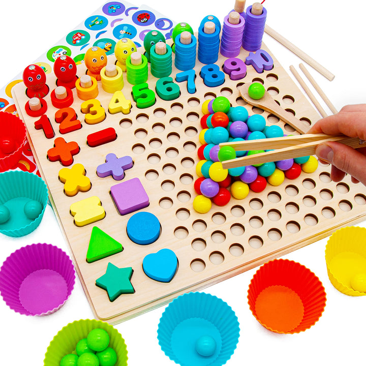 Faerly® Montessori Spielzeug 5-in-1 Angelspiel Holzpuzzle - Pädagogisches Lernspielzeug für Kinder a