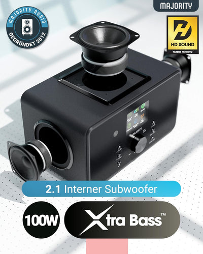 Bluetooth Internetradio mit DAB+ | 100 Watt 2.1-Lautsprecher mit Integriertem Subwoofer Küchenradio