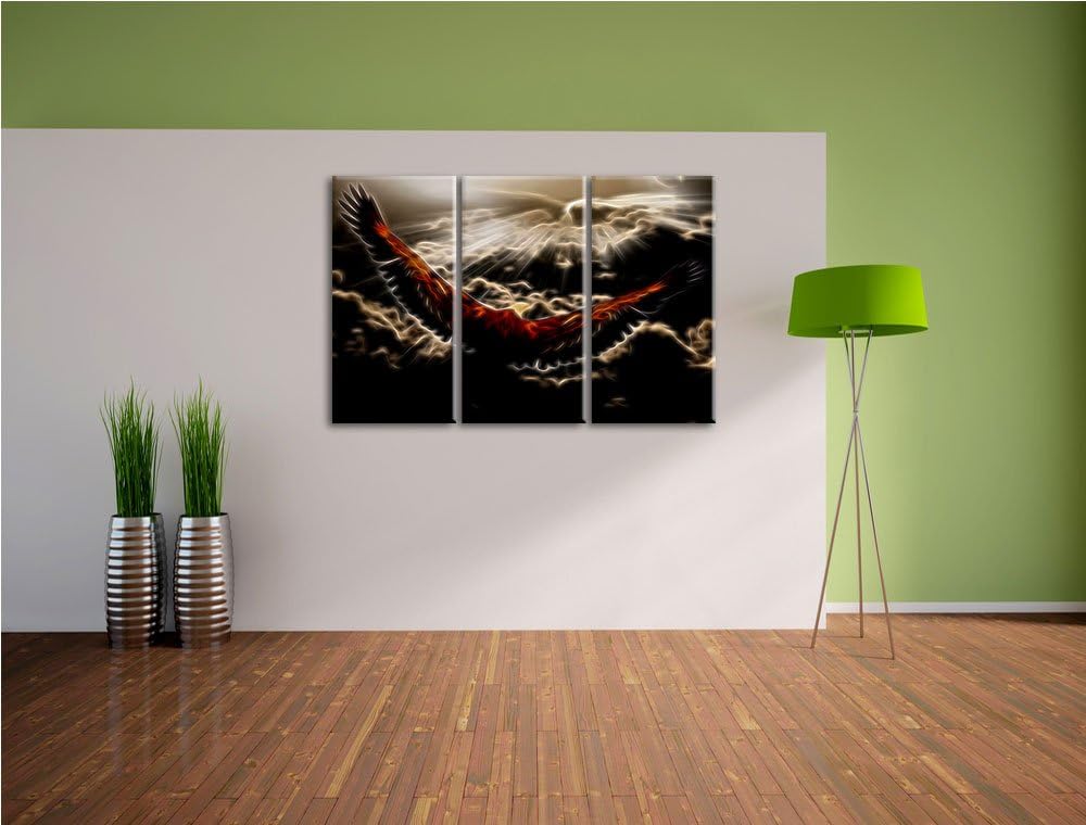 Dark Adler über den Wolken Spezial 3-Teiler Leinwandbild 120x80 Bild auf Leinwand, XXL riesige Bilde