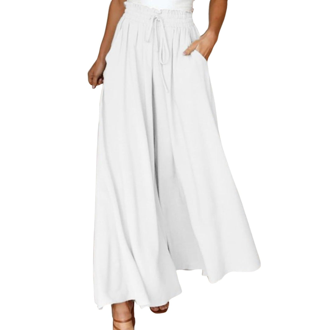 Marlene Hosen Damen Sommer，Palazzo Hose Damen Elegant，Freizeithose mit Tunnelzug Leichte und Luftig