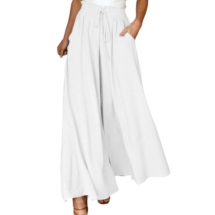 Marlene Hosen Damen Sommer，Palazzo Hose Damen Elegant，Freizeithose mit Tunnelzug Leichte und Luftig