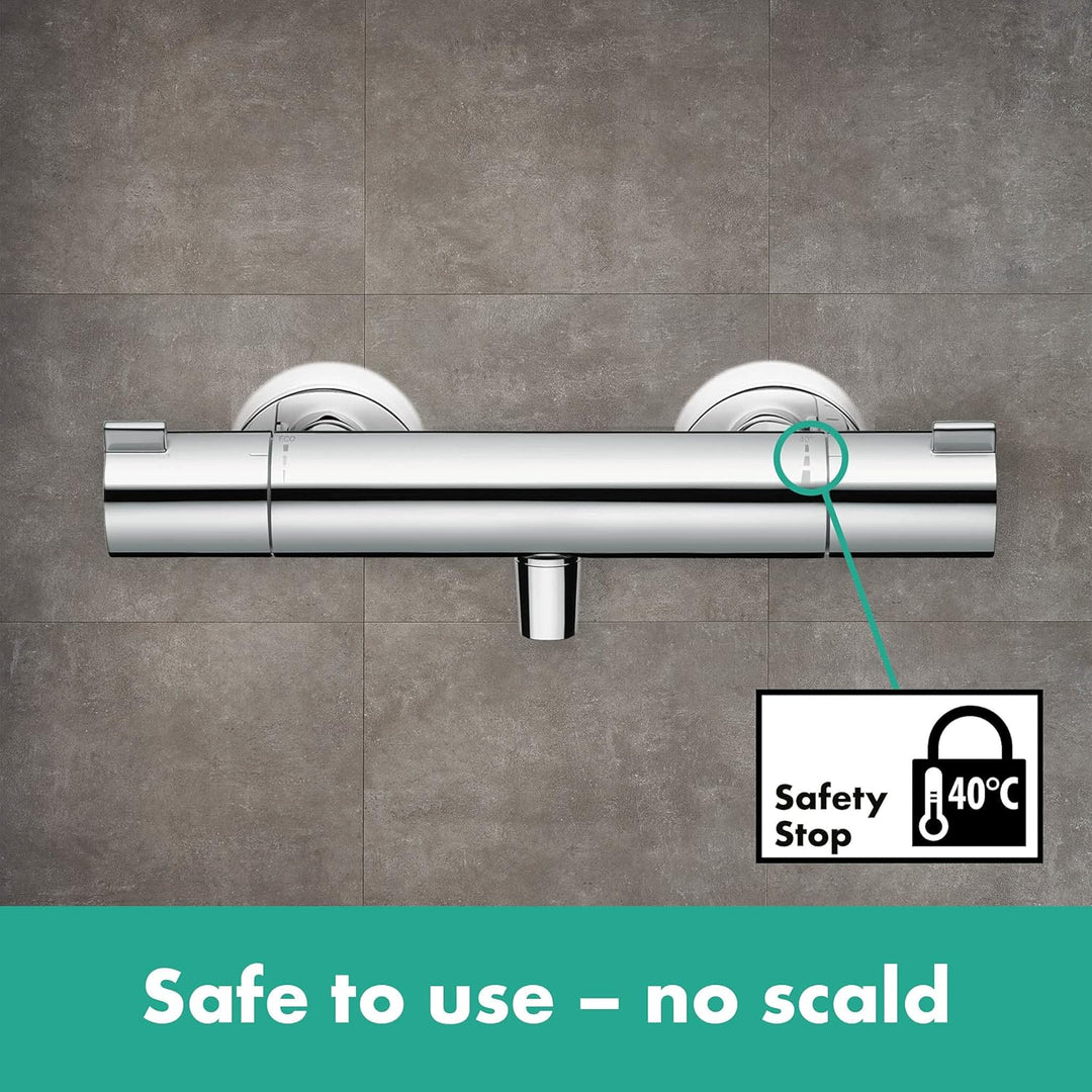 hansgrohe Ecostat - Duschthermostat Aufputz, Duscharmatur mit Sicherheitssperre (SafetyStop) bei 40°