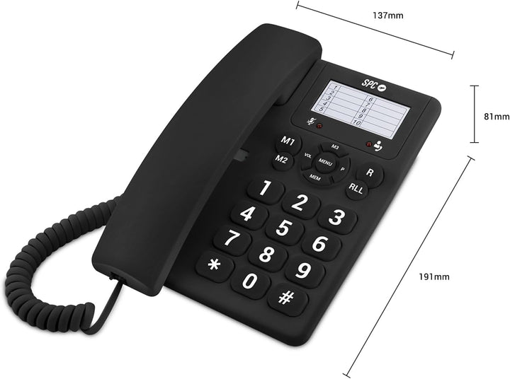 SPC Original – Tisch- oder Wandtelefon, mit grossen, leicht zu bedienenden Tasten, 3 Direktspeicher,