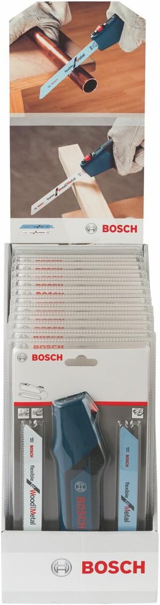 Bosch Professional 2607010901 Professional Säbelsägeblatt Set 1 V, schwarz 15 Stück & Sägehandgriff