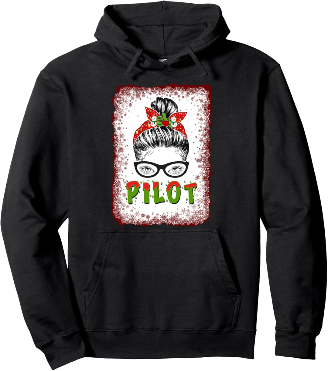 Weihnachtspiloten-Design, unordentlicher Dutt, ästhetisch Pullover Hoodie