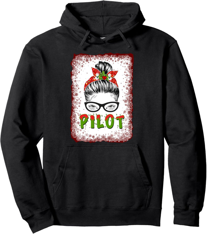 Weihnachtspiloten-Design, unordentlicher Dutt, ästhetisch Pullover Hoodie
