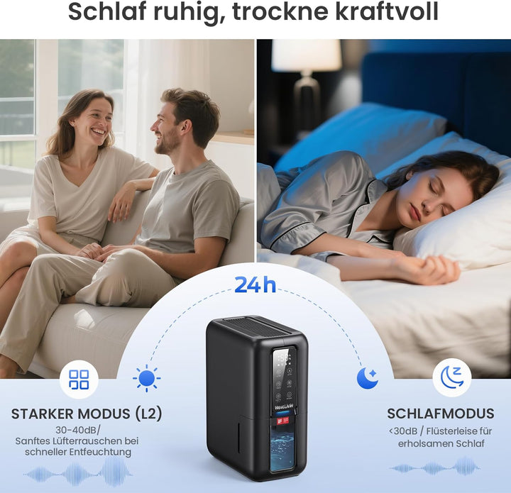 Raumentfeuchter Luftentfeuchter mit 2L Wassertank und Feuchtigkeitsabsorber, Automatische Abschaltun